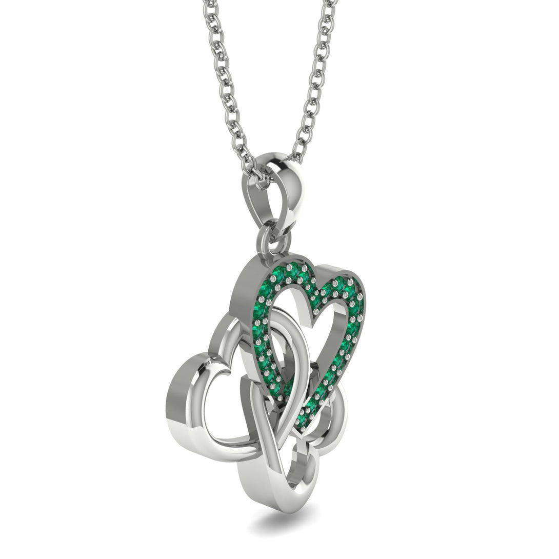 Three Hearts Intertwined Emerald Necklace - Harlow No. 6