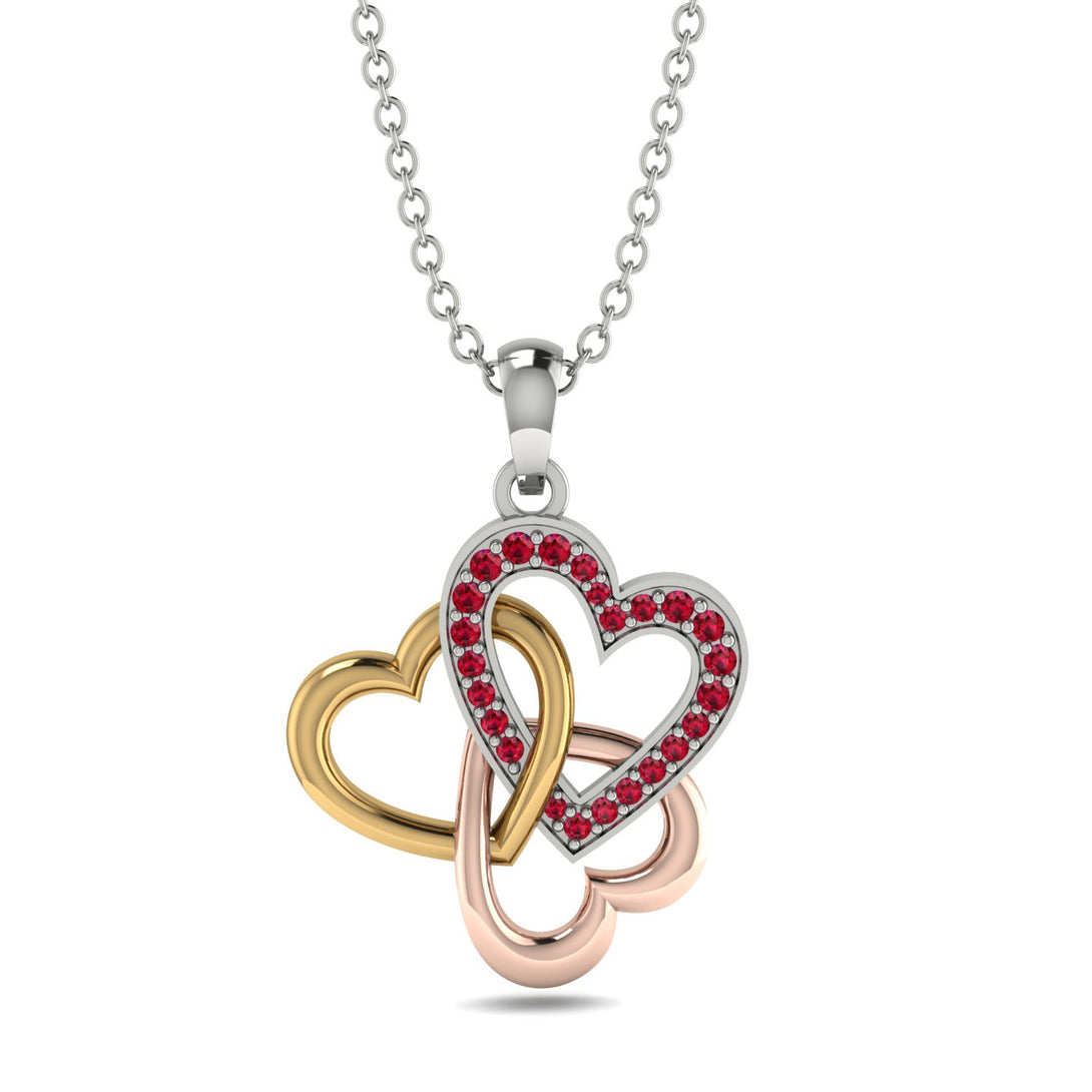 Three Hearts Intertwined Ruby Necklace - Harlow No. 19