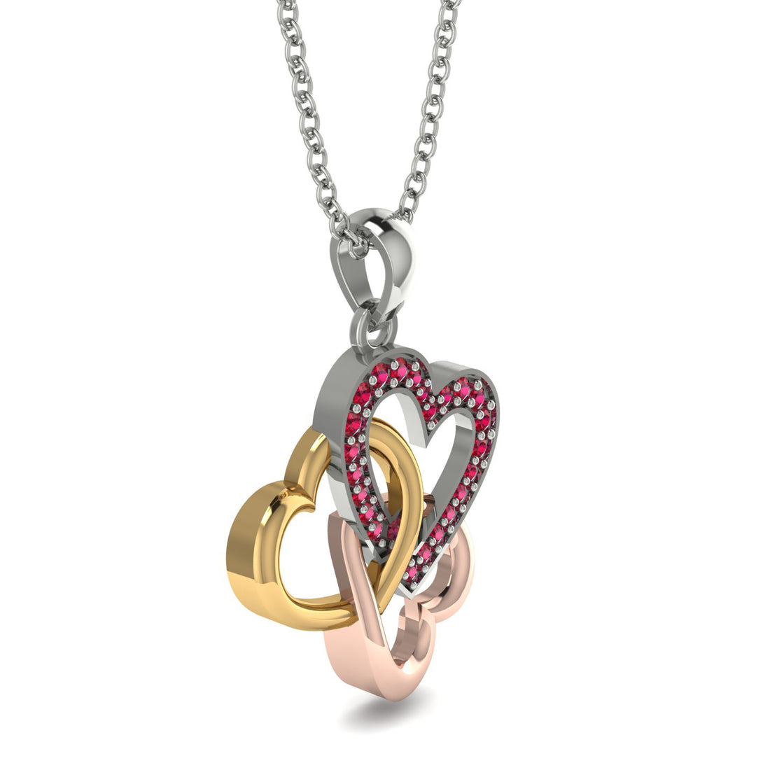 Three Hearts Intertwined Ruby Necklace - Harlow No. 19
