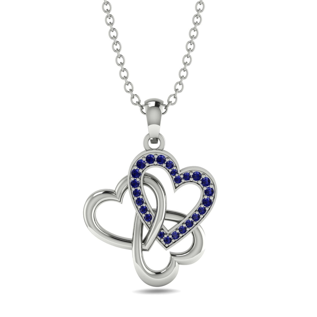 Three Hearts Intertwined Sapphire Necklace - Harlow No. 15