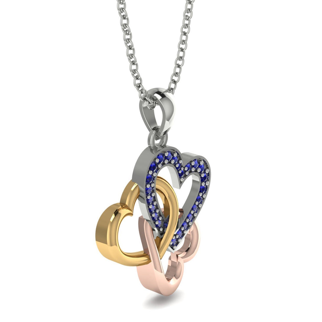 Three Hearts Intertwined Sapphire Necklace - Harlow No. 20