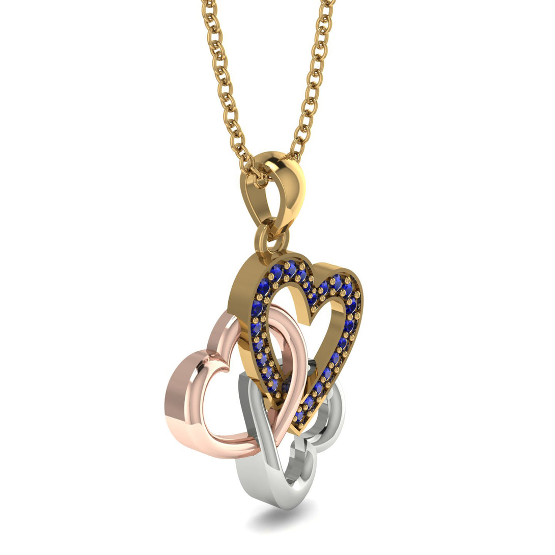 Three Hearts Intertwined Sapphire Necklace - Harlow No. 20