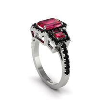 Ruby Three Halo Radiance Engagement Ring - Emely No. 42 image 1