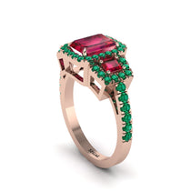 Ruby Three Halo Radiance Engagement Ring - Emely No. 26 image 1