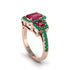 Ruby Three Halo Radiance Engagement Ring - Emely No. 26