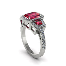 Ruby Three Halo Radiance Engagement Ring - Emely No. 12 image 1