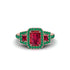 Ruby Three Halo Radiance Engagement Ring - Emely No. 26