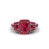 Ruby Three Halo Radiance Engagement Ring - Emely No. 57