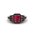 Ruby Three Halo Radiance Engagement Ring - Emely No. 42