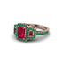 Ruby Three Halo Radiance Engagement Ring - Emely No. 26