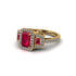 Ruby Three Halo Radiance Engagement Ring - Emely No. 10
