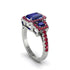 Sapphire Three Halo Radiance Engagement Ring - Emely No. 60