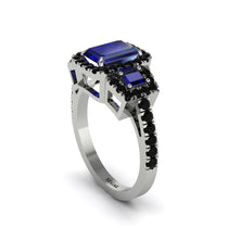Sapphire Three Halo Radiance Engagement Ring - Emely No. 45 image 1