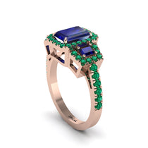 Sapphire Three Halo Radiance Engagement Ring - Emely No. 29 image 1