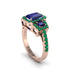 Sapphire Three Halo Radiance Engagement Ring - Emely No. 29 image 1