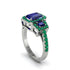 Sapphire Three Halo Radiance Engagement Ring - Emely No. 30 image 1
