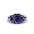 Sapphire Three Halo Radiance Engagement Ring - Emely No. 74