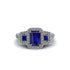 Sapphire Three Halo Radiance Engagement Ring - Emely No. 15
