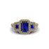 Sapphire Three Halo Radiance Engagement Ring - Emely No. 13