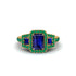 Sapphire Three Halo Radiance Engagement Ring - Emely No. 28