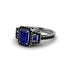 Sapphire Three Halo Radiance Engagement Ring - Emely No. 45