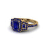 Sapphire Three Halo Radiance Engagement Ring - Emely No. 73