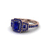 Sapphire Three Halo Radiance Engagement Ring - Emely No. 74