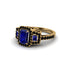Sapphire Three Halo Radiance Engagement Ring - Emely No. 43