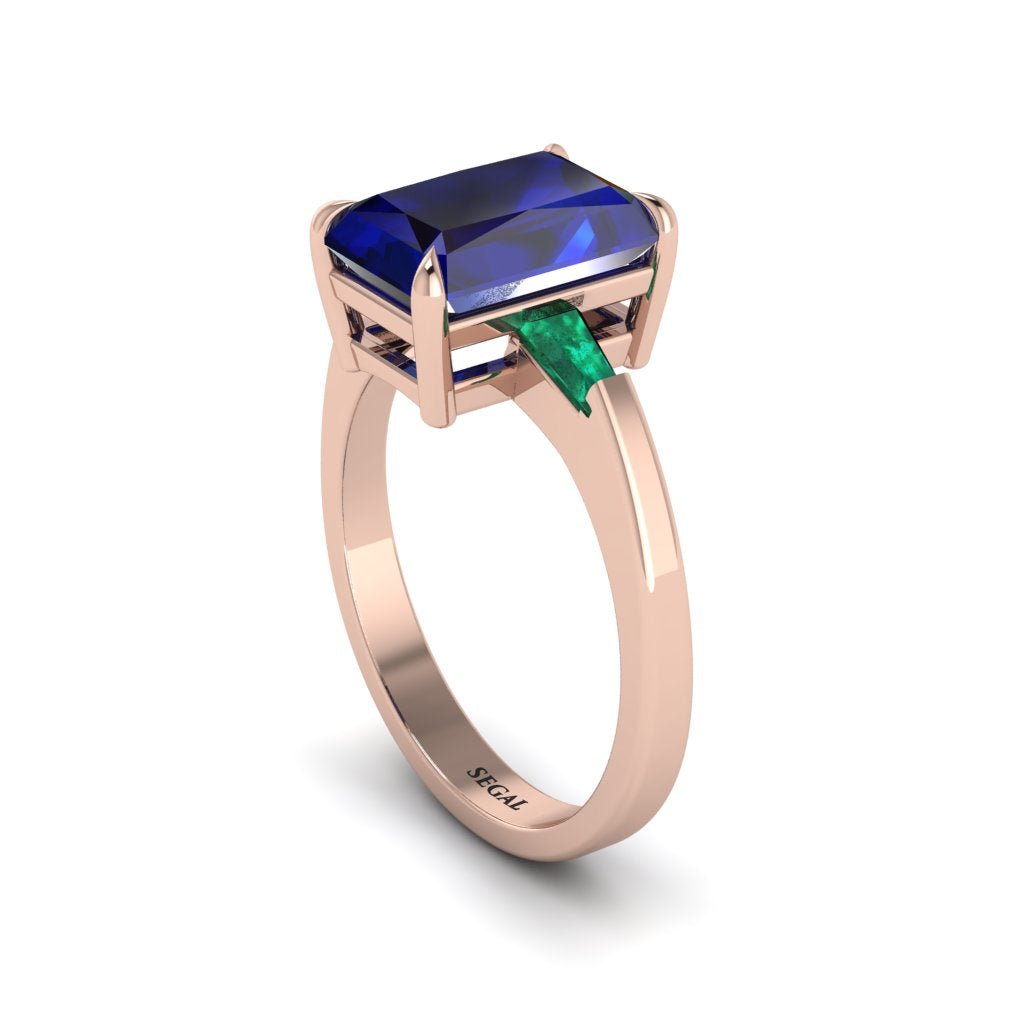 Three Stone Radiant Cut Sapphire Engagement Ring - Hillary No. 29