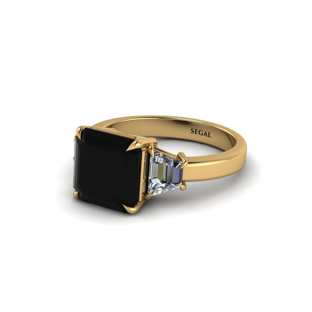 Three Stone Black Diamond Engagement Ring - Bethany No. 7
