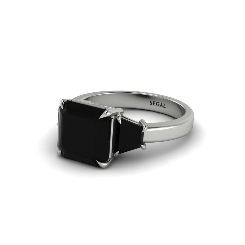 Three Stone Black Diamond Engagement Ring - Bethany No. 39
