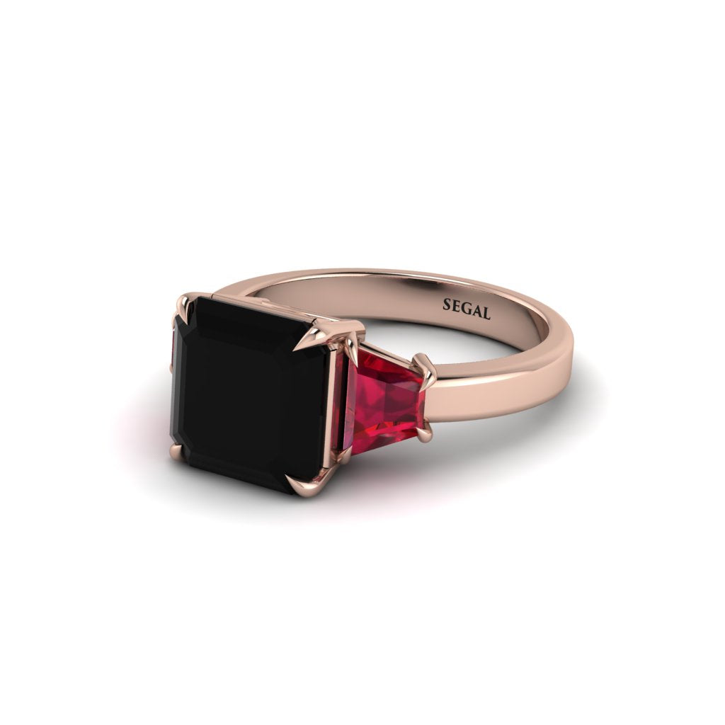 Three Stone Black Diamond Engagement Ring - Bethany No. 53