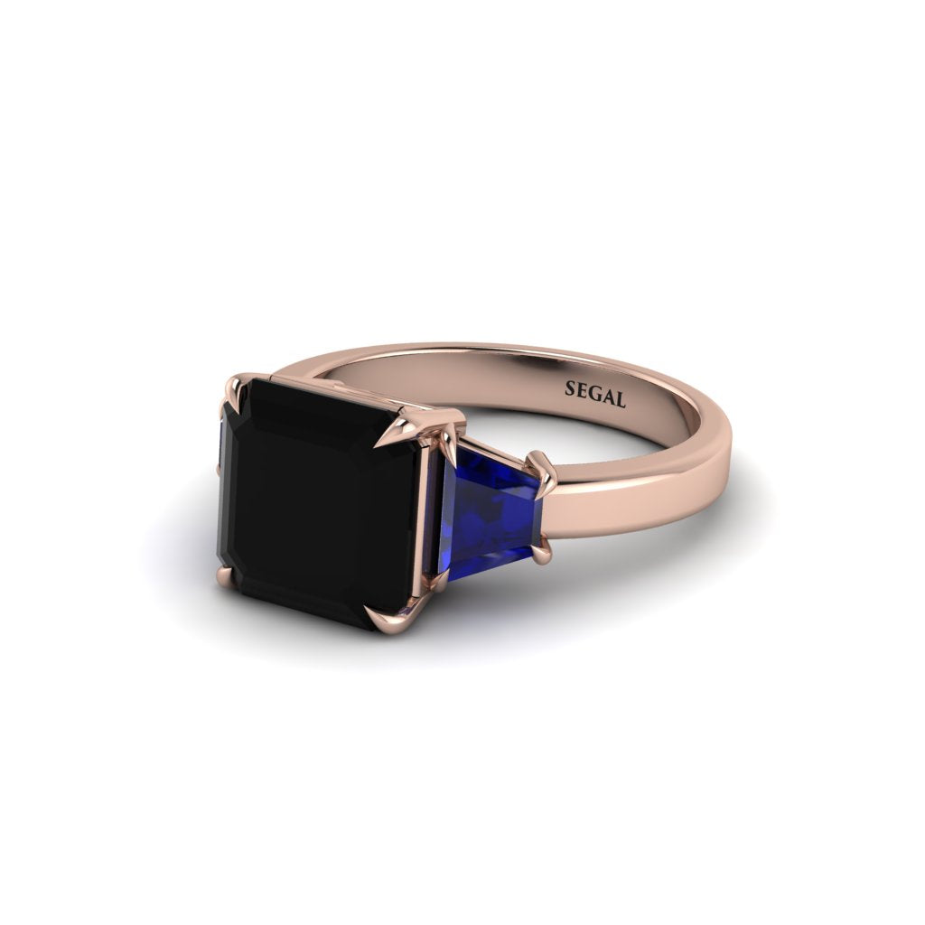Three Stone Black Diamond Engagement Ring - Bethany No. 68