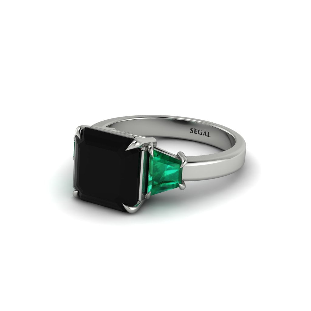 Three Stone Black Diamond Engagement Ring - Bethany No. 24
