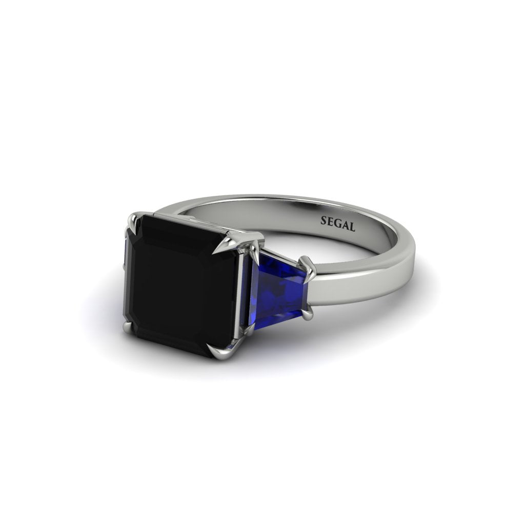 Three Stone Black Diamond Engagement Ring - Bethany No. 69