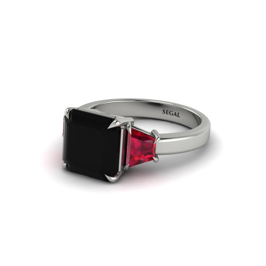 Three Stone Black Diamond Engagement Ring - Bethany No. 54