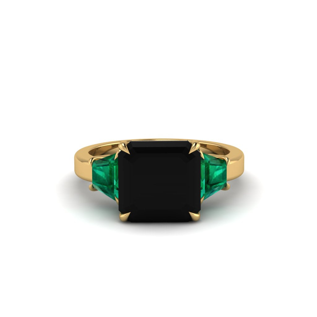 Three Stone Black Diamond Engagement Ring - Bethany No. 22