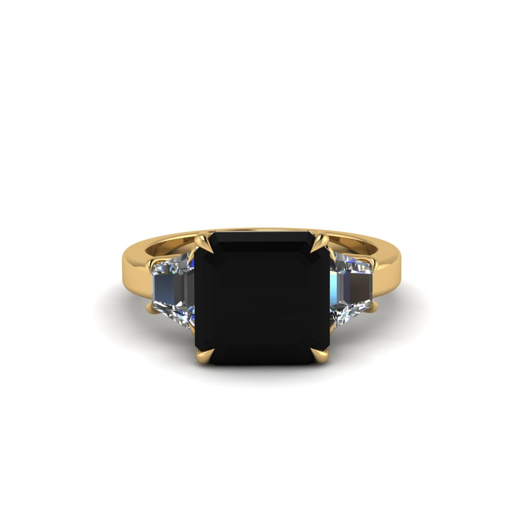 Three Stone Black Diamond Engagement Ring - Bethany No. 7