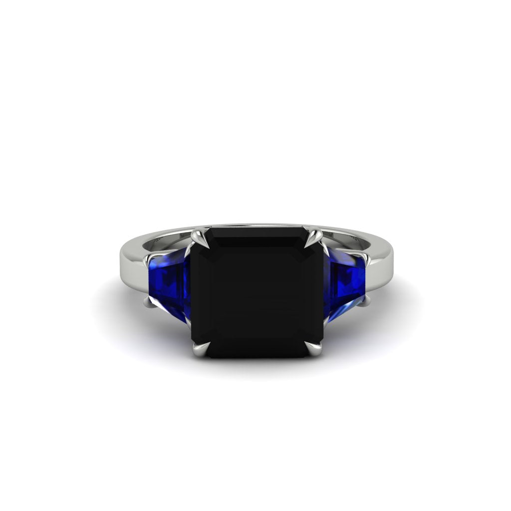 Three Stone Black Diamond Engagement Ring - Bethany No. 69