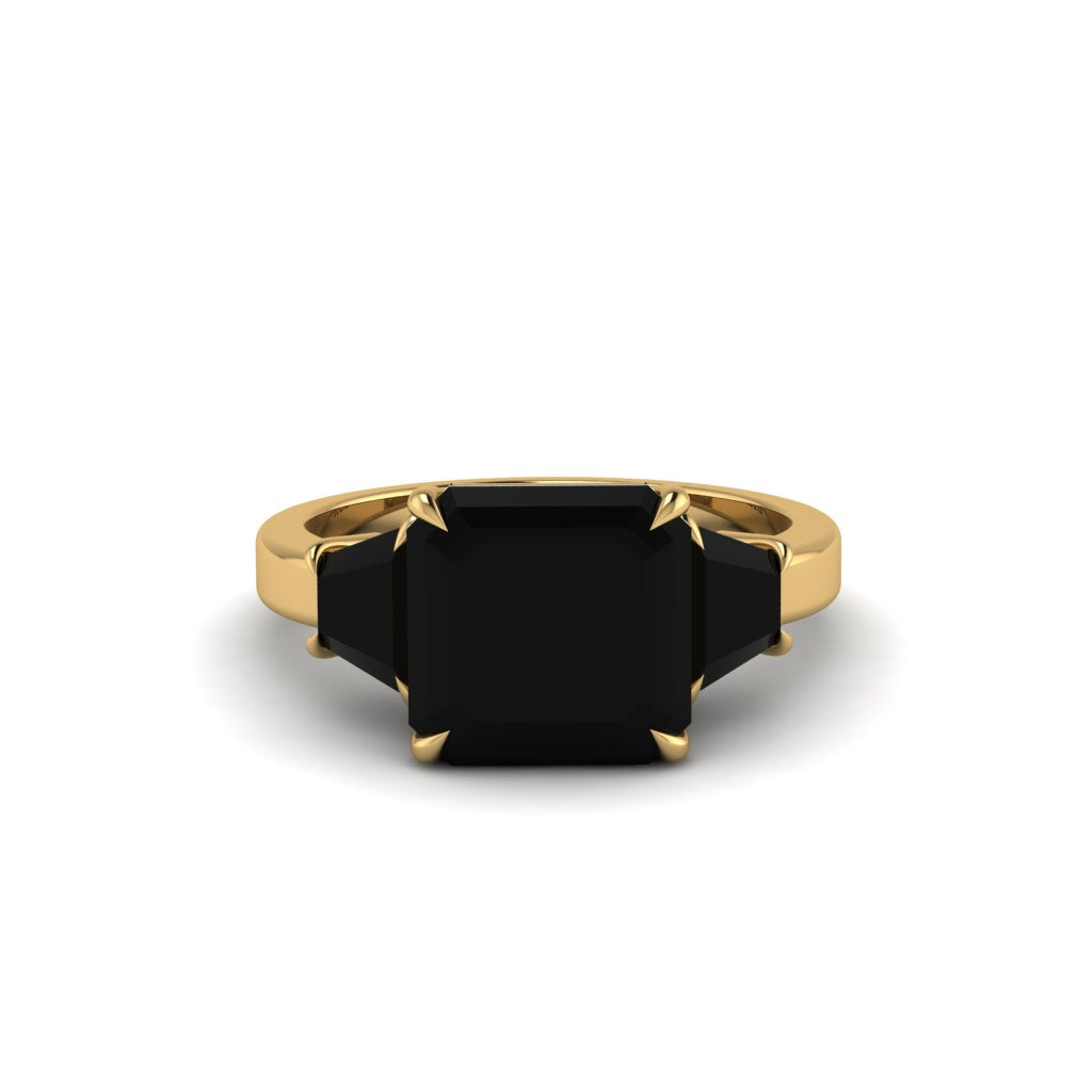Three Stone Black Diamond Engagement Ring - Bethany No. 37