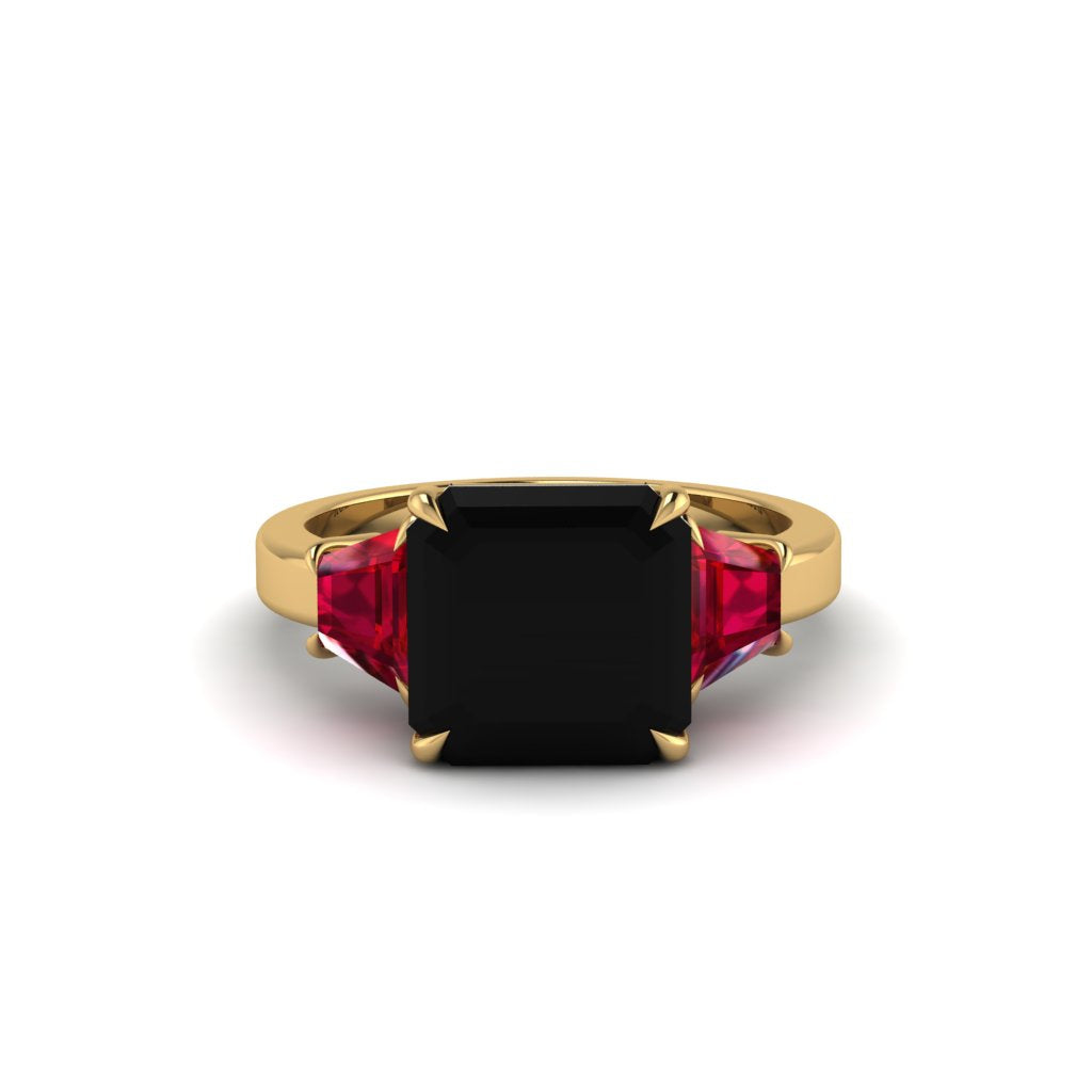 Three Stone Black Diamond Engagement Ring - Bethany No. 52