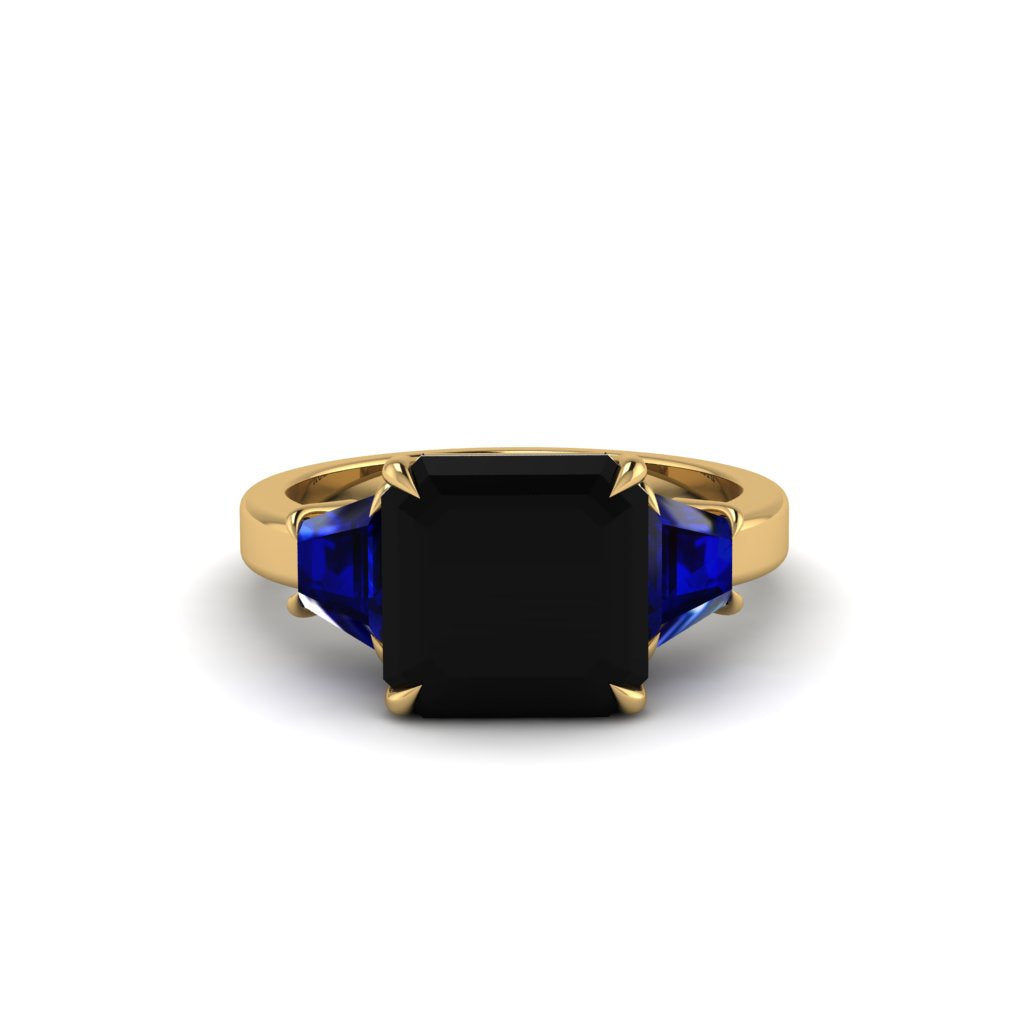 Three Stone Black Diamond Engagement Ring - Bethany No. 67