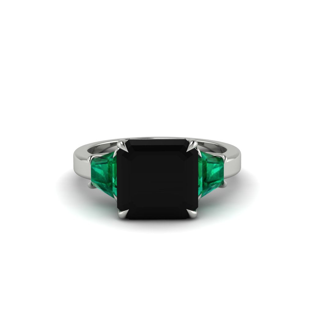 Three Stone Black Diamond Engagement Ring - Bethany No. 24