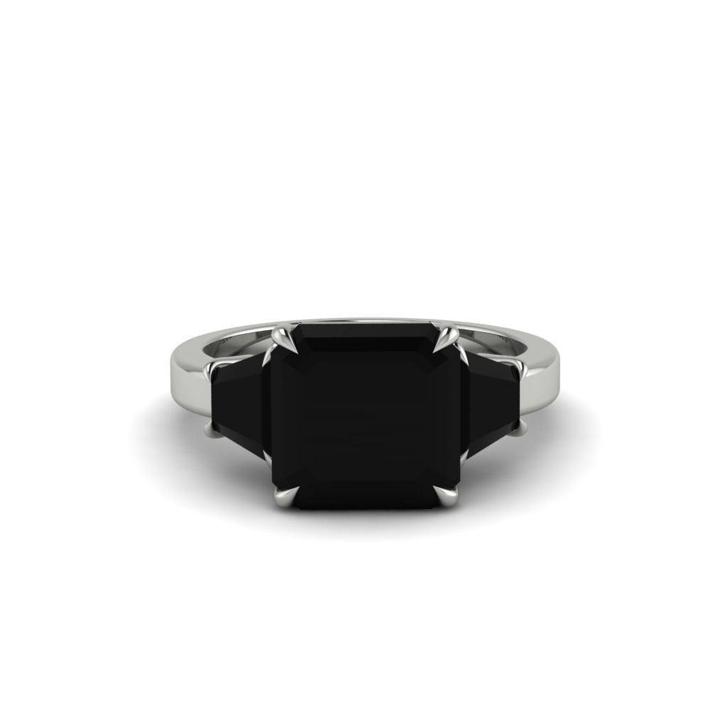 Three Stone Black Diamond Engagement Ring - Bethany No. 39