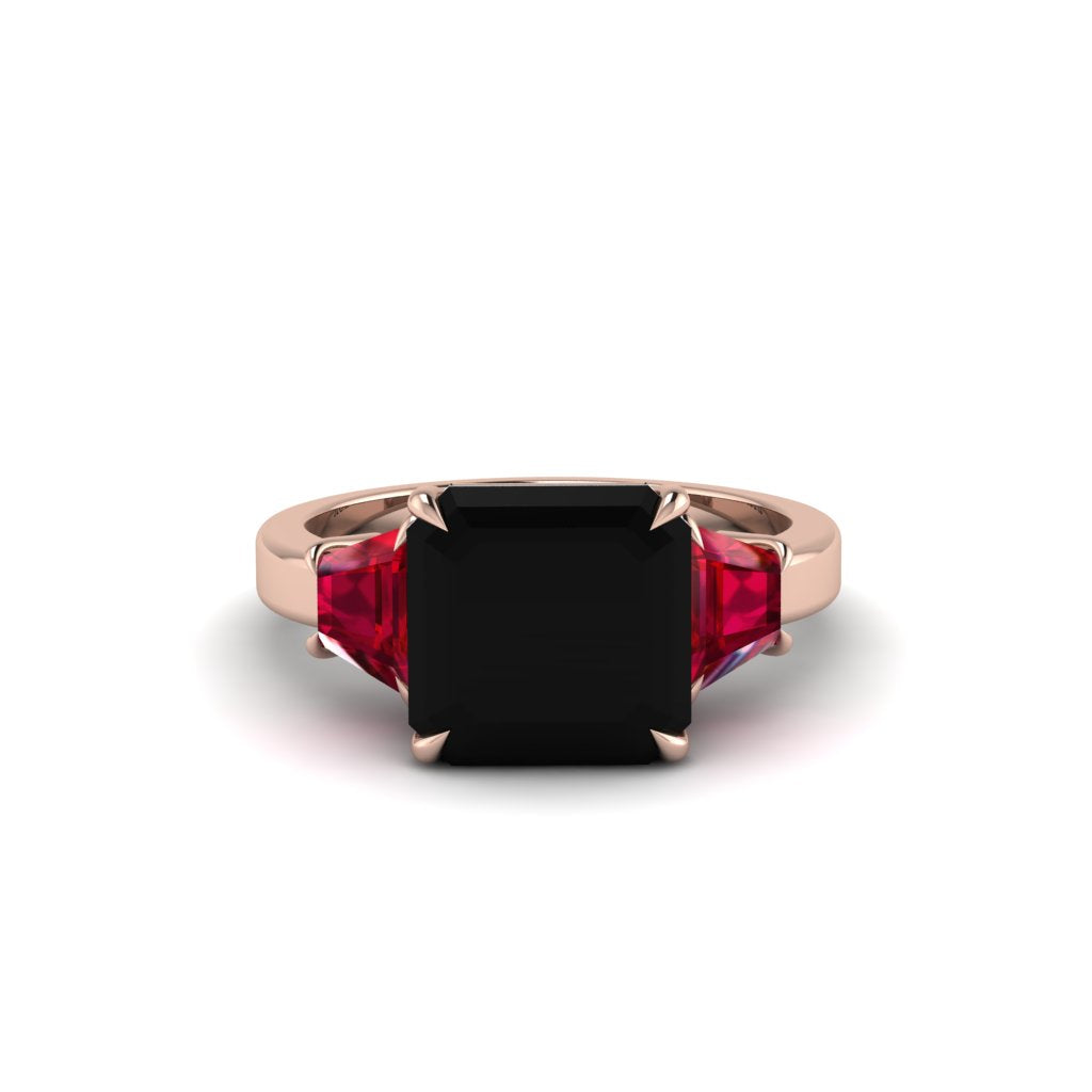 Three Stone Black Diamond Engagement Ring - Bethany No. 53