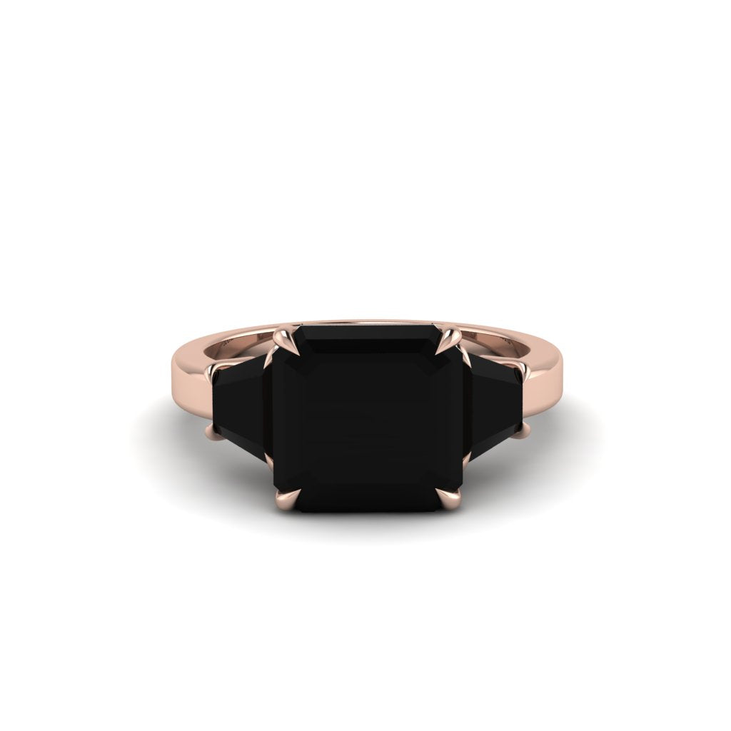 Three Stone Black Diamond Engagement Ring - Bethany No. 38