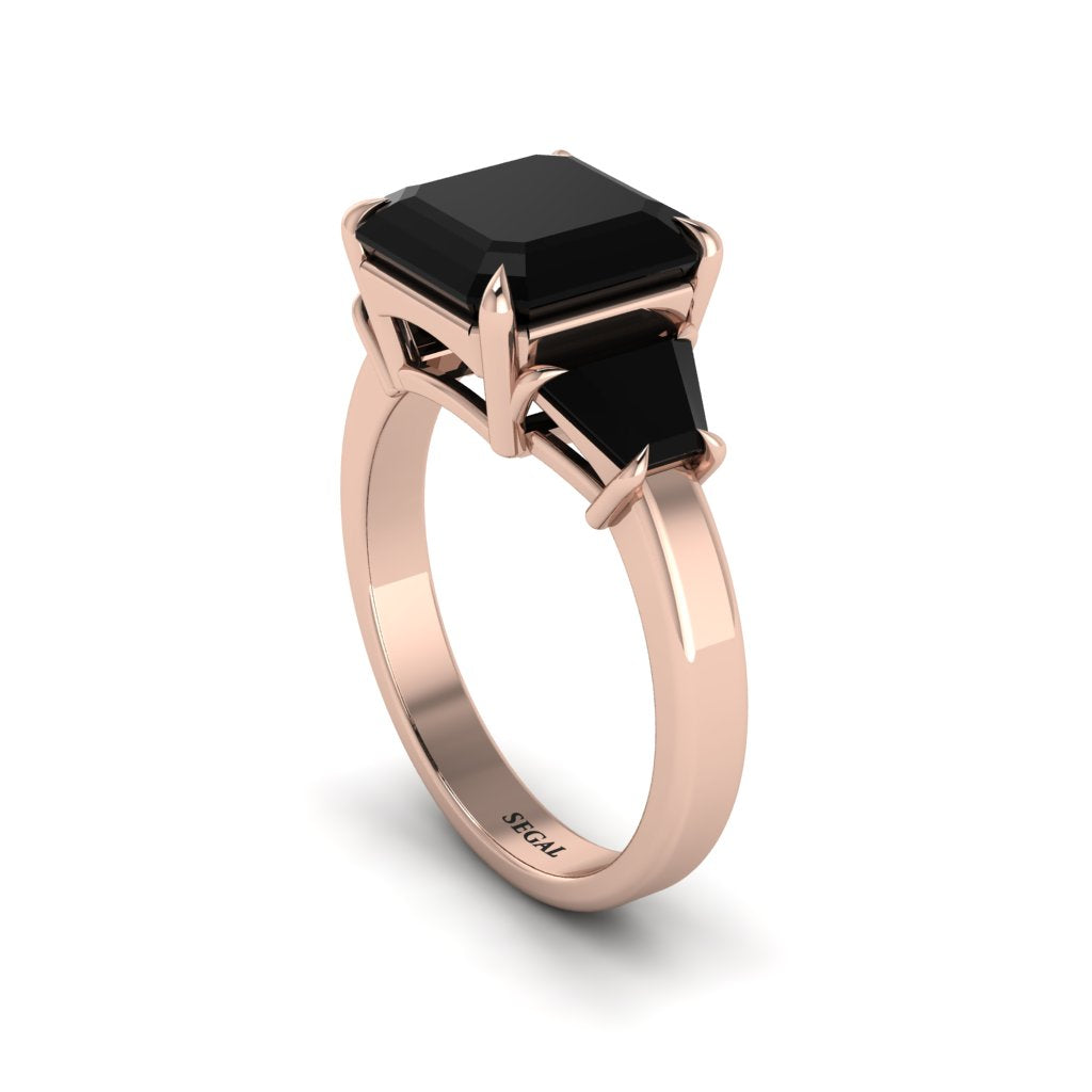 Three Stone Black Diamond Engagement Ring - Bethany No. 38