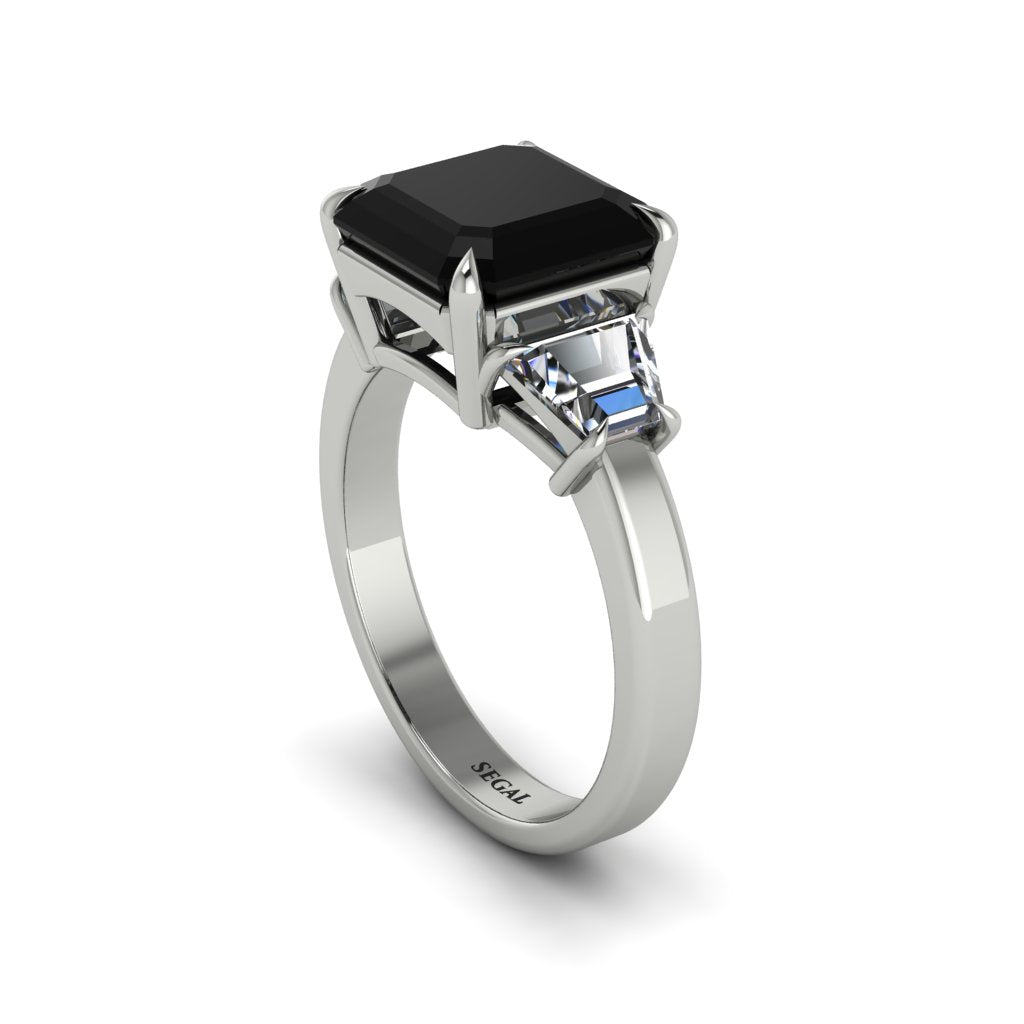 Three Stone Black Diamond Engagement Ring - Bethany No. 9