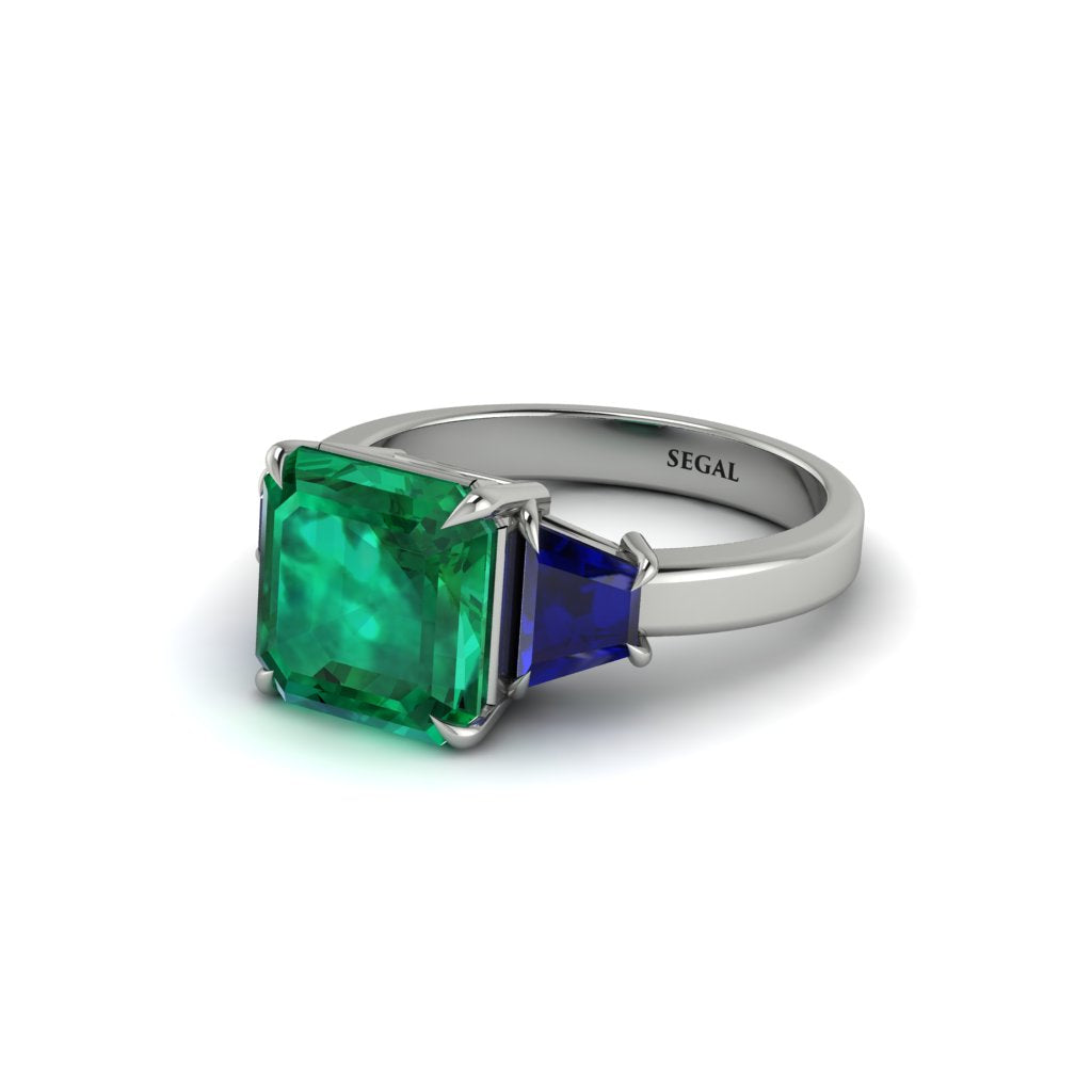 Three Stone Emerald Engagement Ring - Bethany No. 66