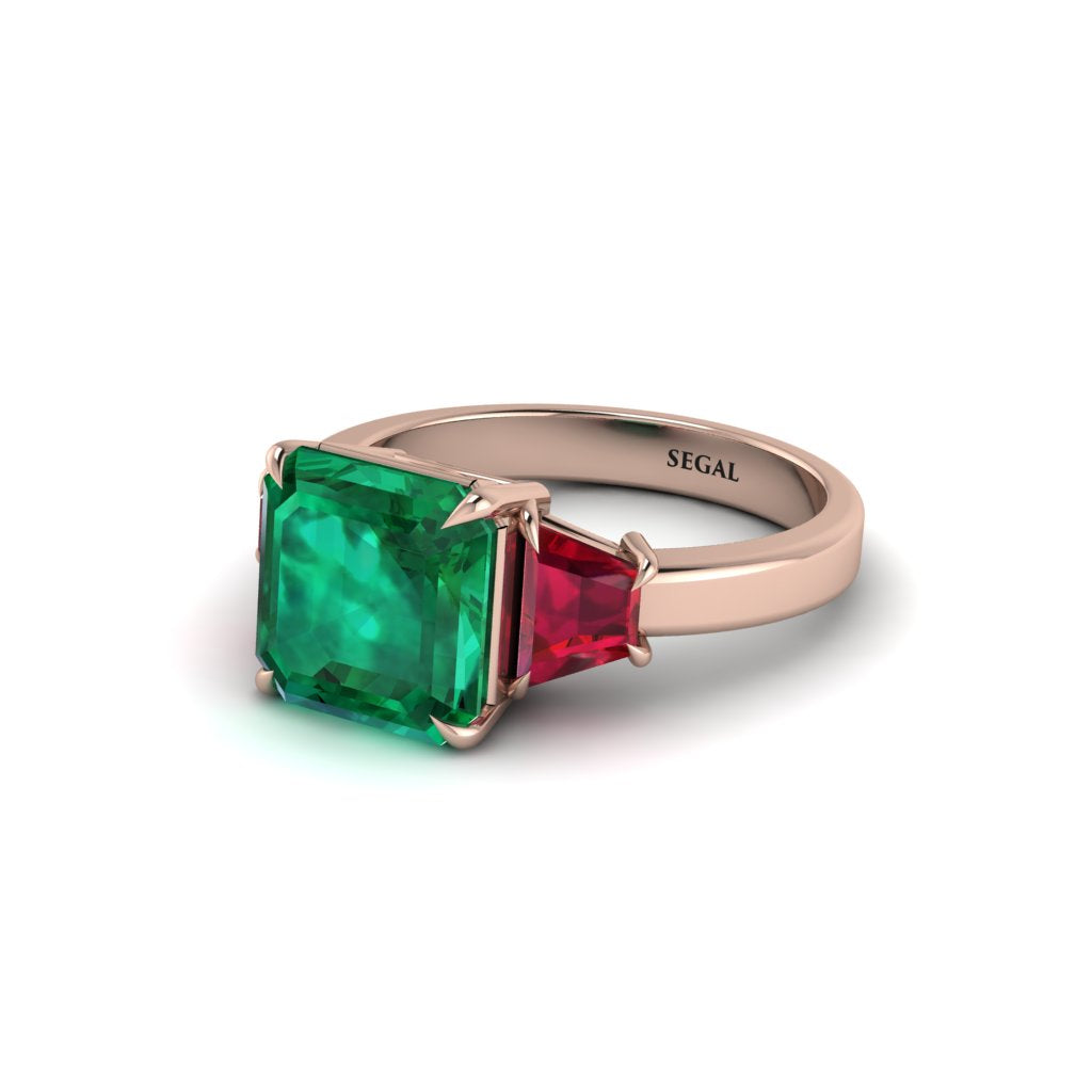 Three Stone Emerald Engagement Ring - Bethany No. 50